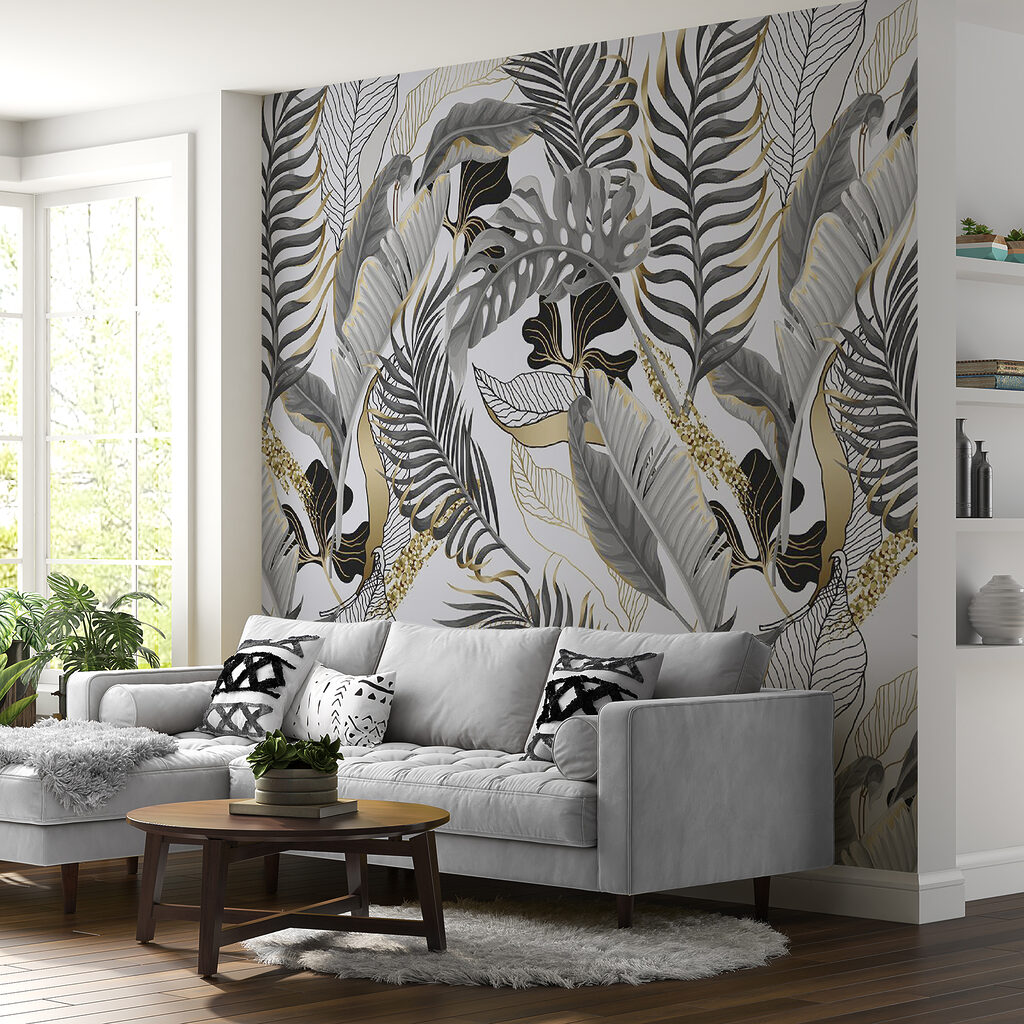 Pattern of leaves and flowers