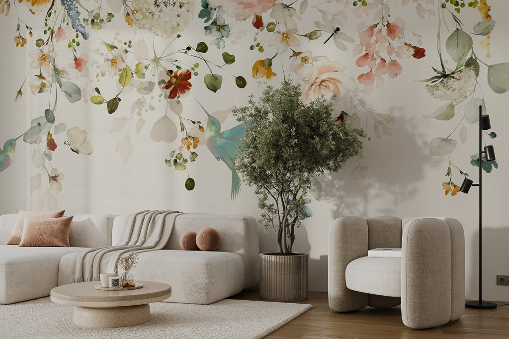 Bird flying in a garden Bird flying in a garden