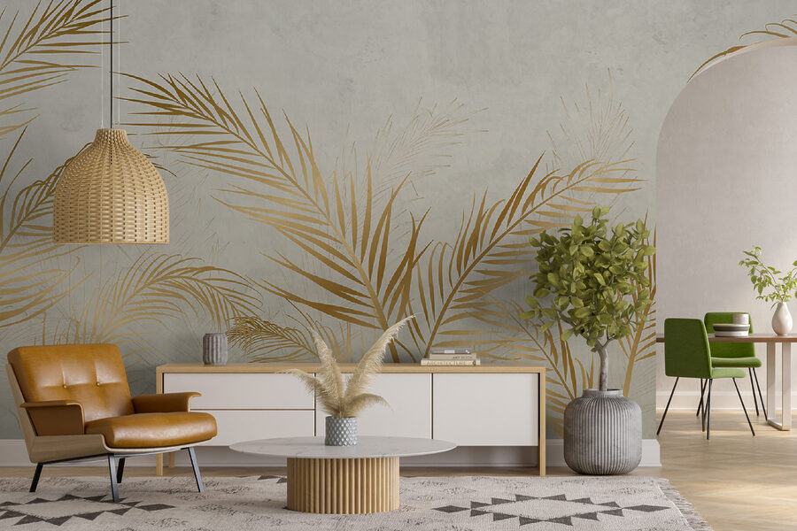 Elegante palmbladeren op neutrale achtergrond