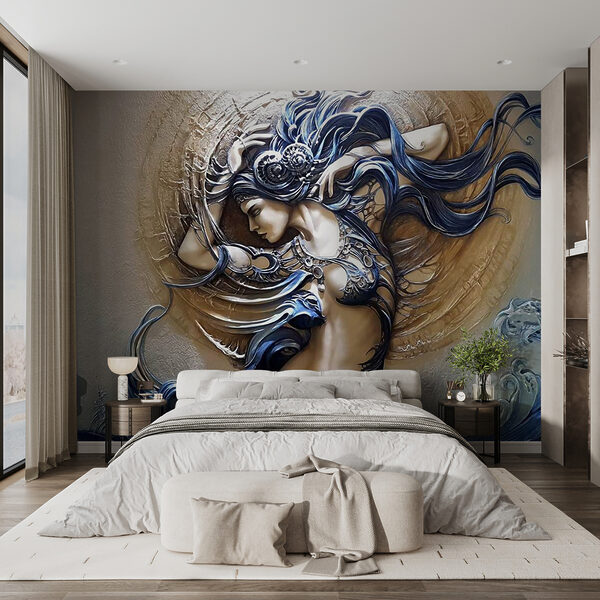 Schilderij van een vrouw met lang haar Schilderij van een vrouw met lang haar