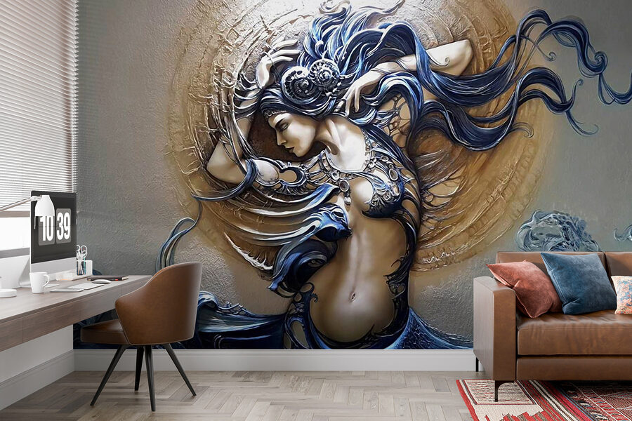 Schilderij van een vrouw met lang haar