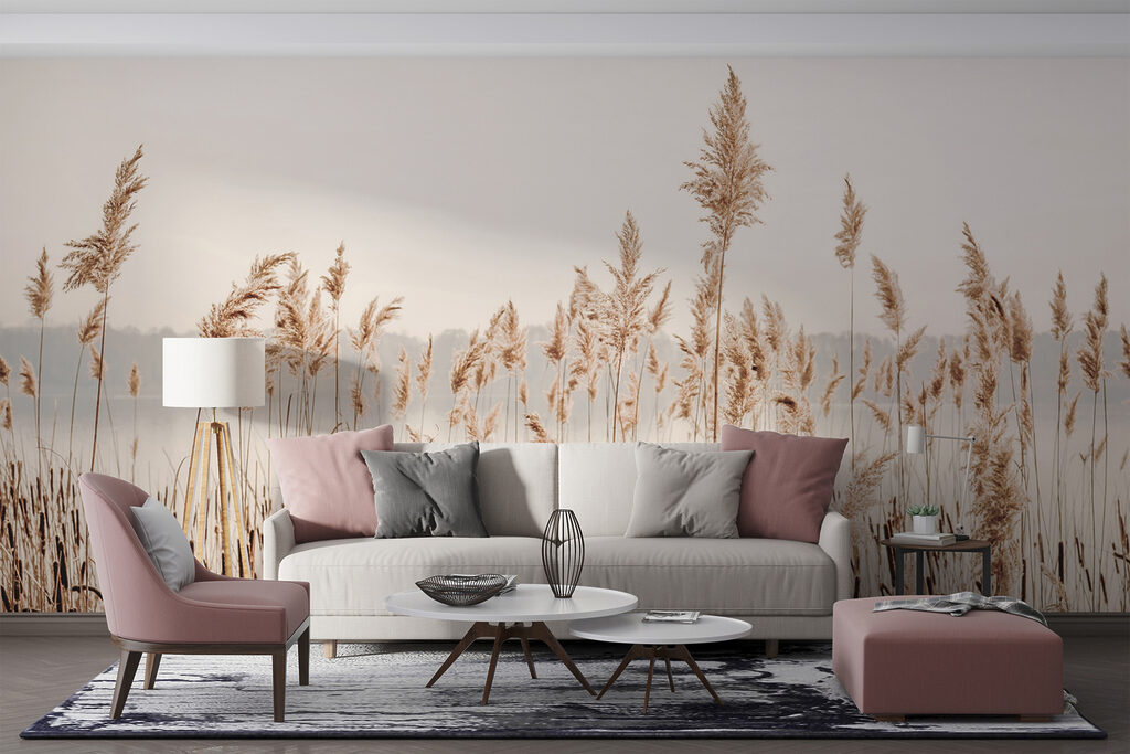 Tall grass with a body of water in the background Tall grass with a body of water in the background