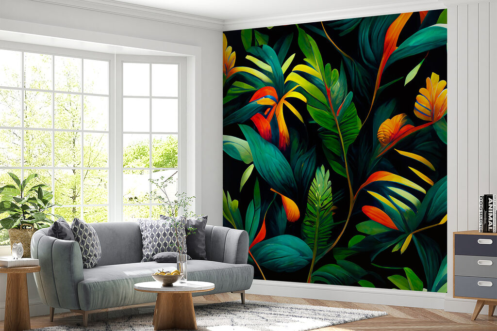 Colorful leaves on a black background Colorful leaves on a black background