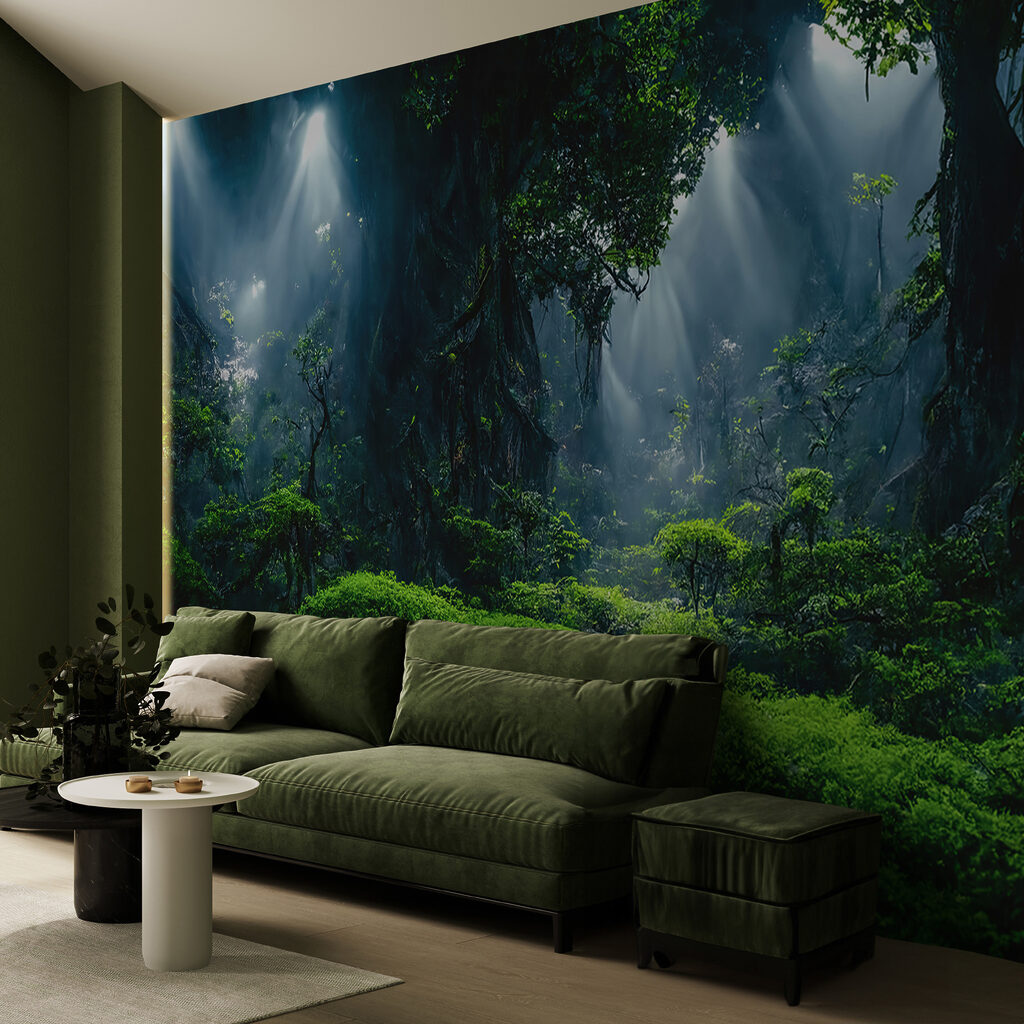 Stream in a forest with trees and plants