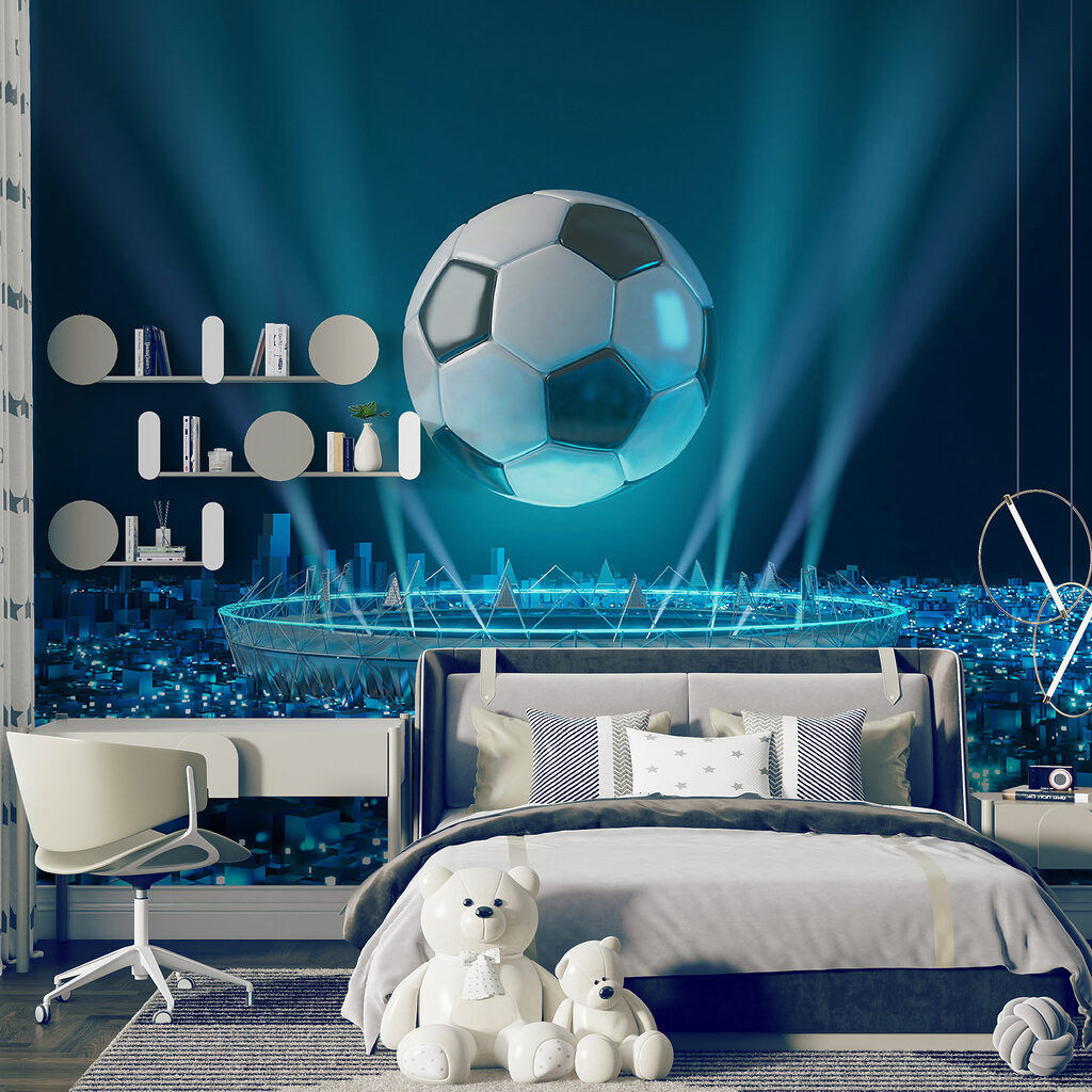 Football ball above a stadium Football ball above a stadium