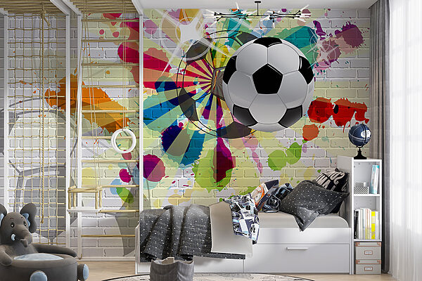 Voetbal op een bakstenen muur Voetbal op een bakstenen muur