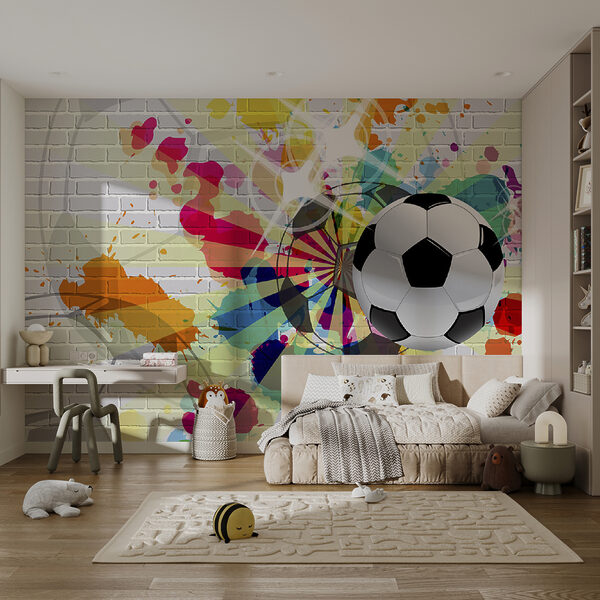 Voetbal op een bakstenen muur Voetbal op een bakstenen muur