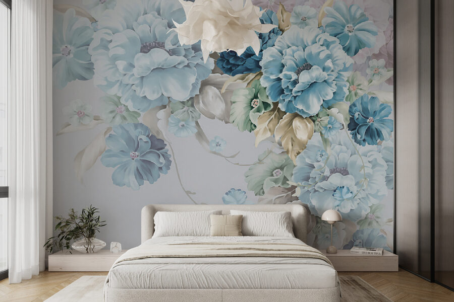 Elegant bloemstuk in zachte tinten.