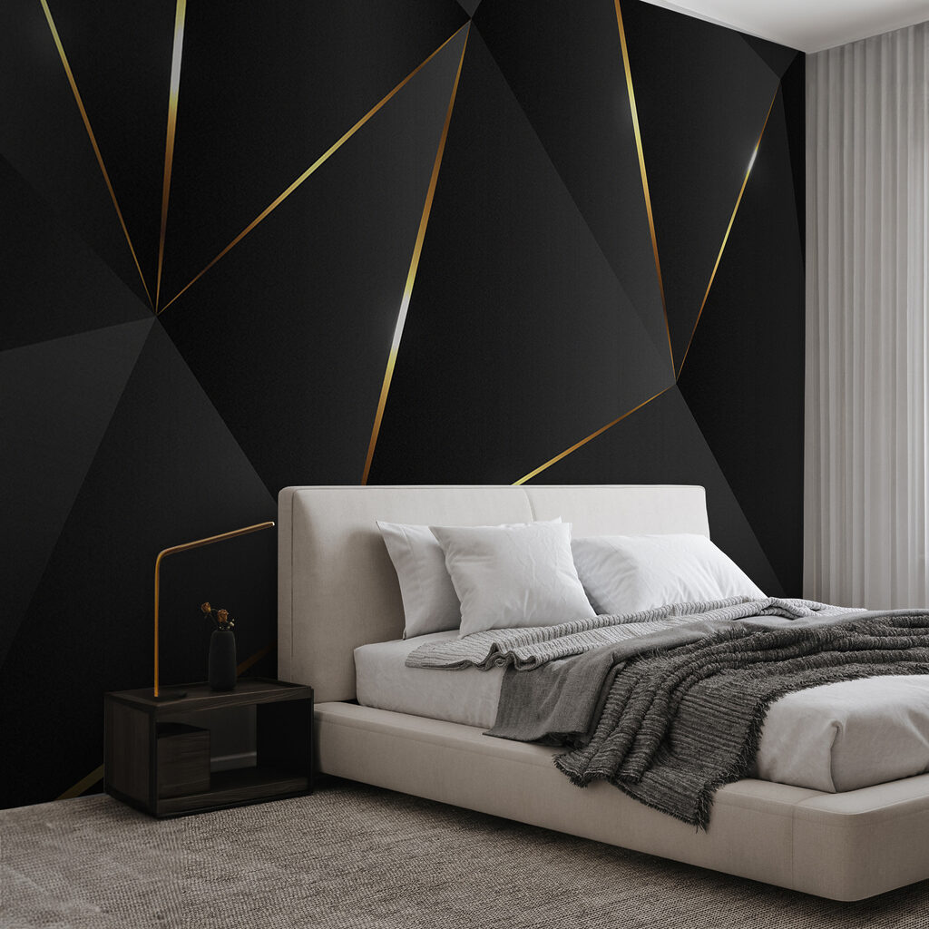 Abstract shapes with shimmering lines