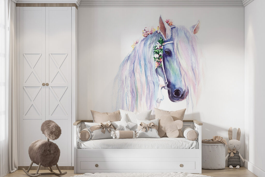 Aquarel van een paard met bloemen op zijn hoofd u93591pir11mr 1024x683 - Aquarel van een paard met bloemen op zijn hoofd