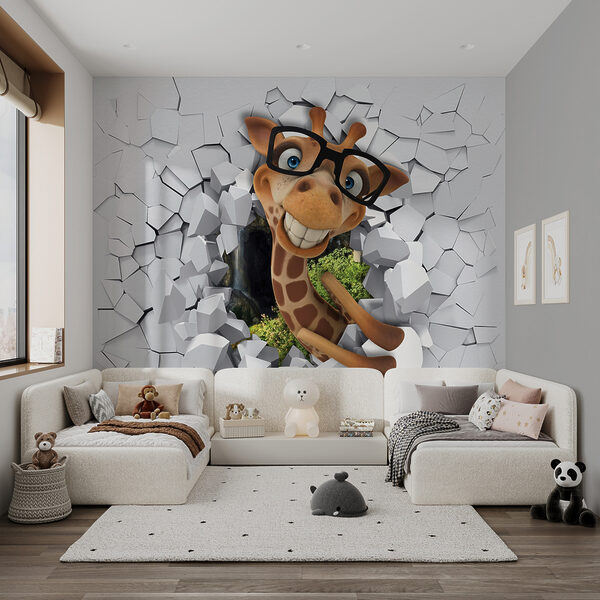 Giraffe stripfiguur in bril Giraffe stripfiguur in bril