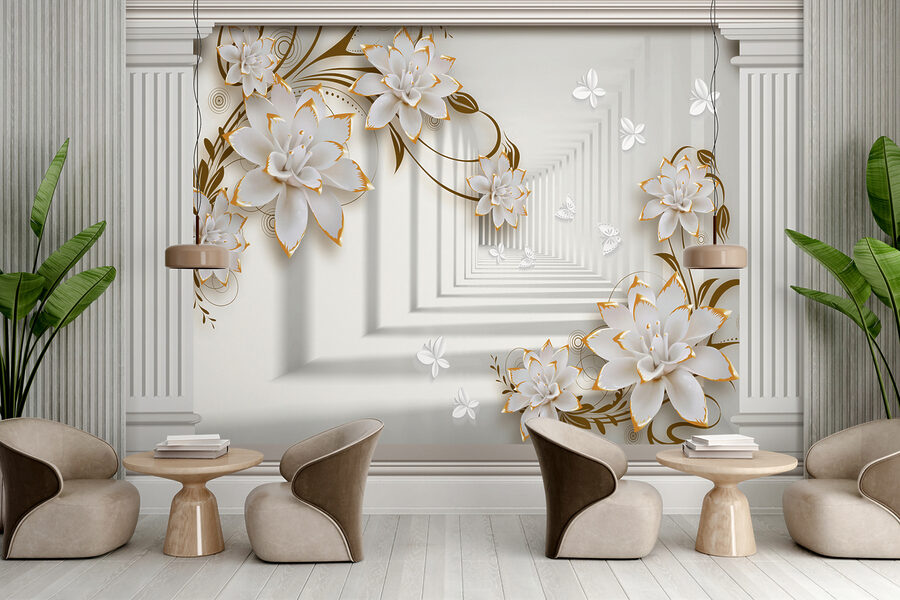 Elegant bloemenframe met butterfiles