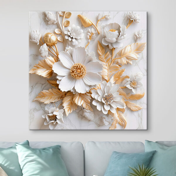 Elegant bloemmotief in crème en beige Elegant bloemmotief in crème en beige