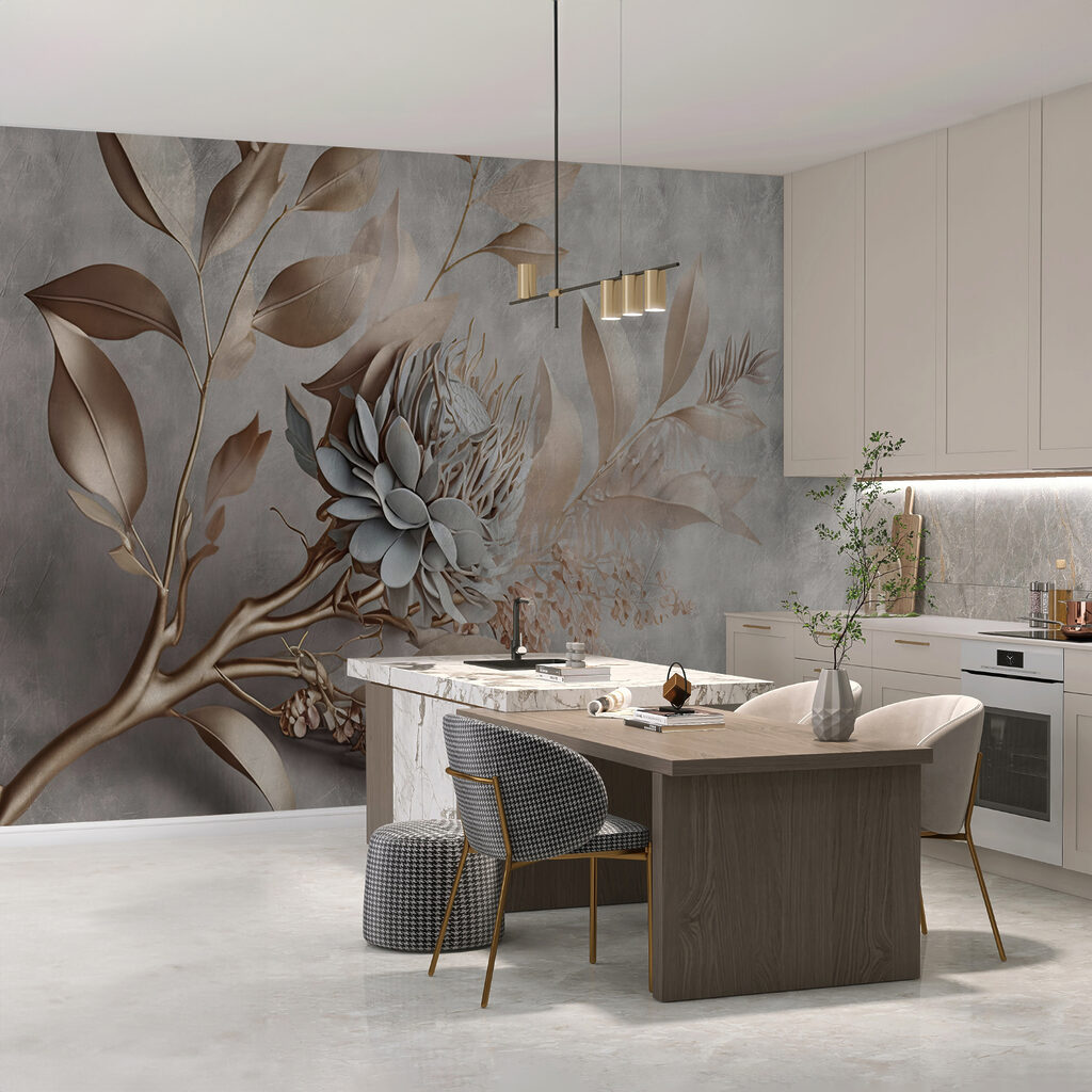 Elegant paper flowers and delicate leaves Elegant paper flowers and delicate leaves