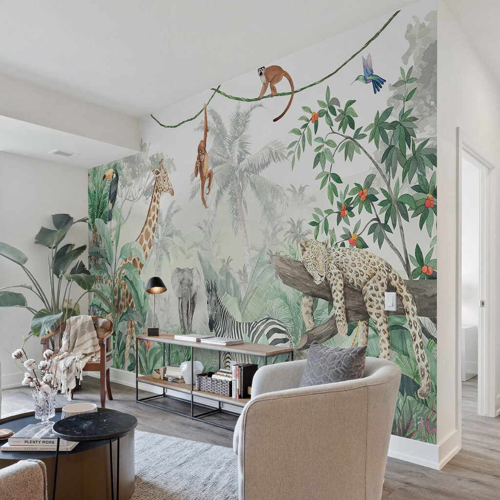 Wall mural of animals in the jungle