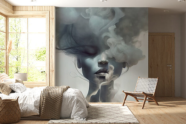Woman with smoke coming out of her face Woman with smoke coming out of her face