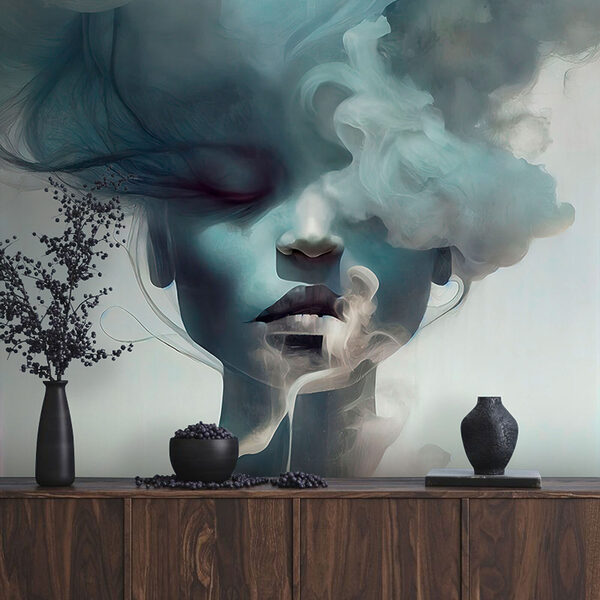 Woman with smoke coming out of her face Woman with smoke coming out of her face