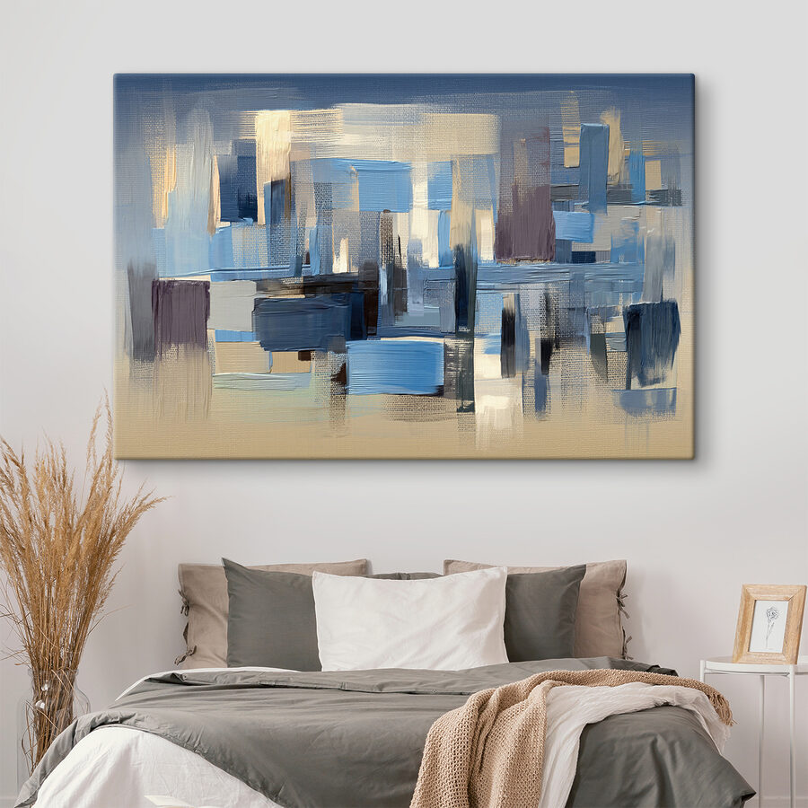 Een schilderij van een stad
