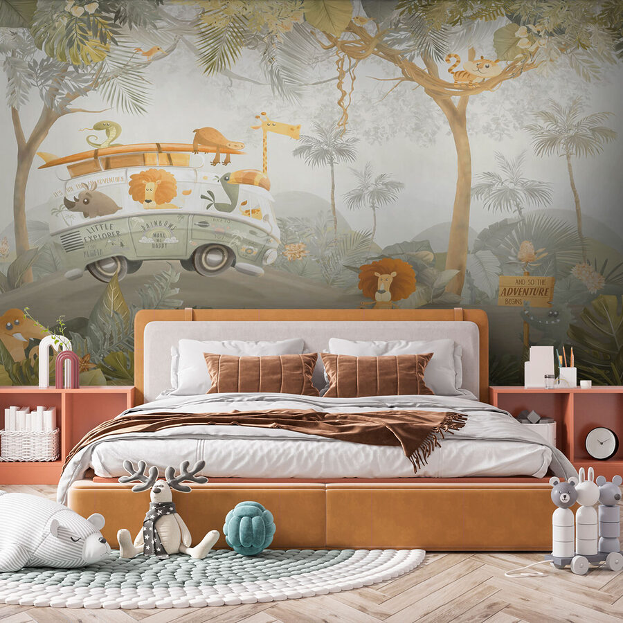 Behang met dieren en bomen
