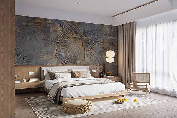 Behang met palmbladeren Behang met palmbladeren