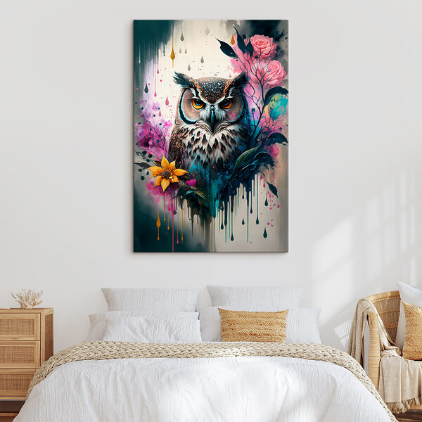 Een uil met bloemen Een uil met bloemen