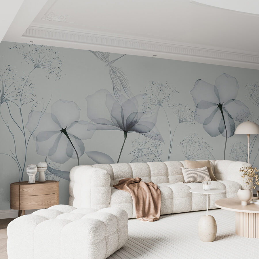 Transparante bloemen met bladeren