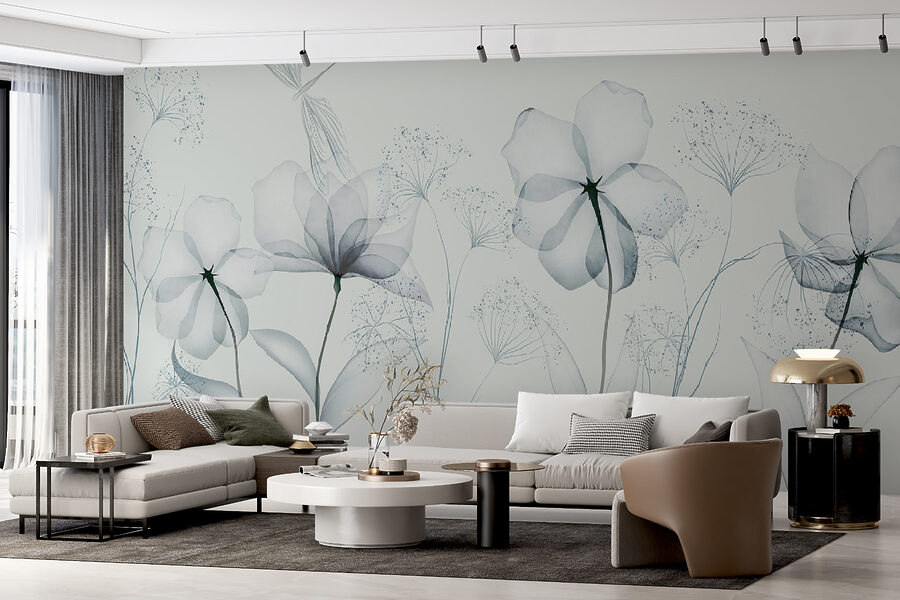Transparante bloemen met bladeren