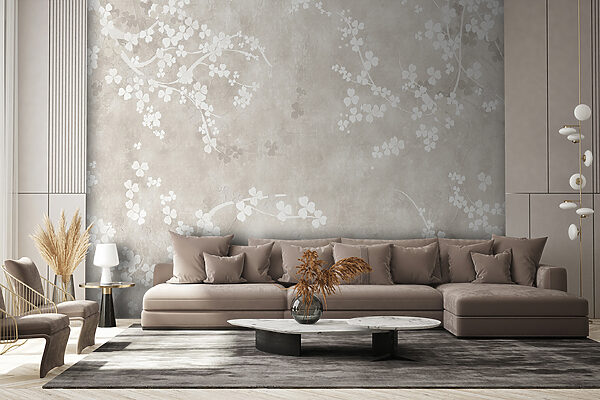 Witte bloemen op een beige achtergrond Witte bloemen op een beige achtergrond