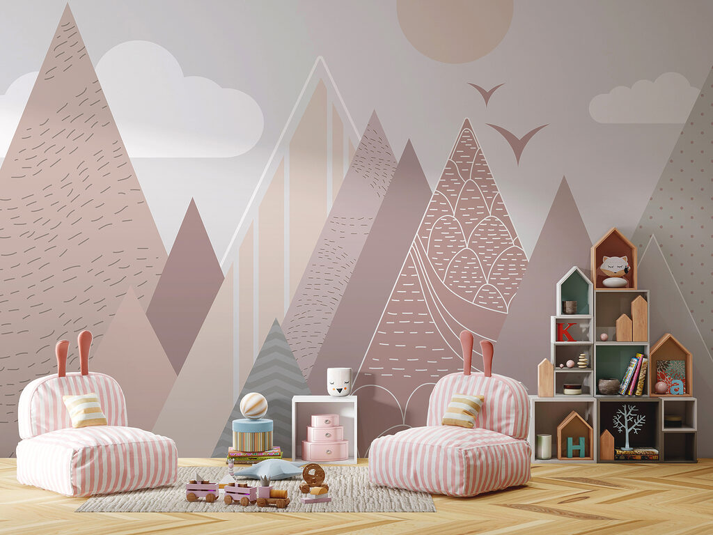 Landscape of mountains and birds Landscape of mountains and birds