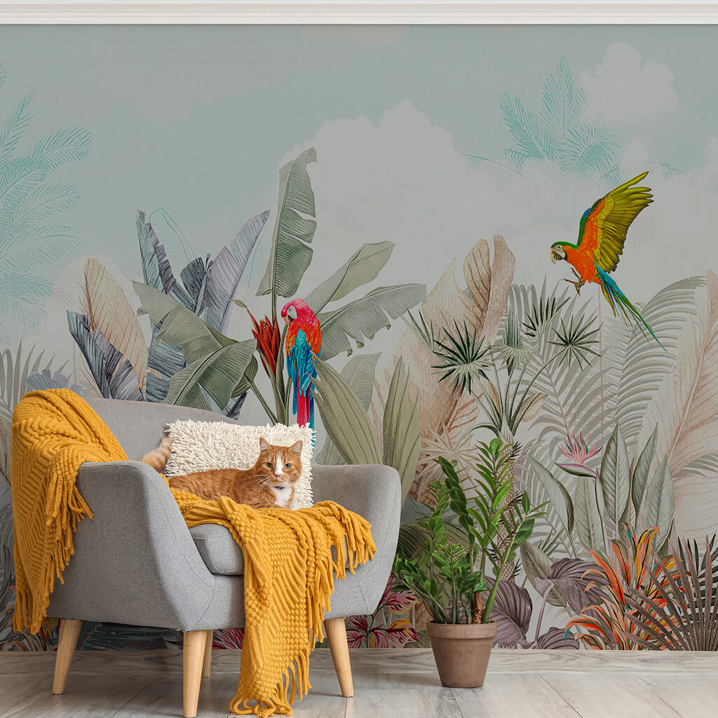 Behang met tropische planten en vogels u95037pih1ms 1024x1024 - Behang met tropische planten en vogels