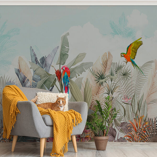 Behang met tropische planten en vogels u95037pih1ms 600x600 - Behang met tropische planten en vogels