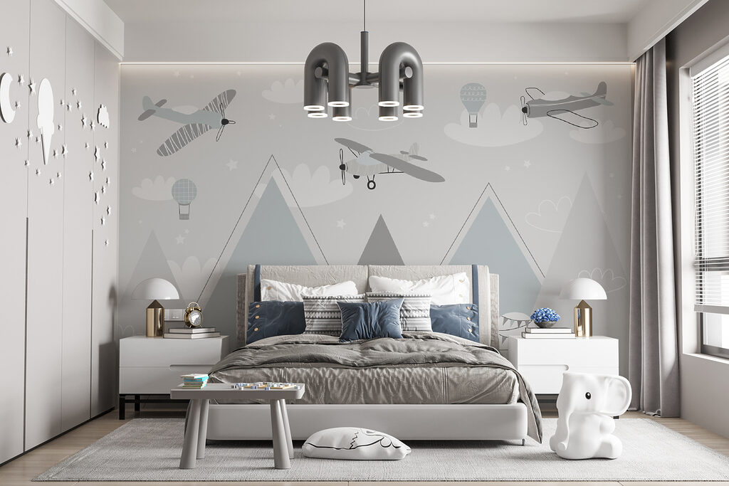 Wallpaper with airplanes and mountains