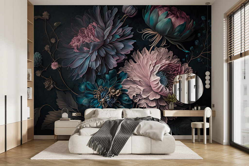 Elegant flowers on a dark background