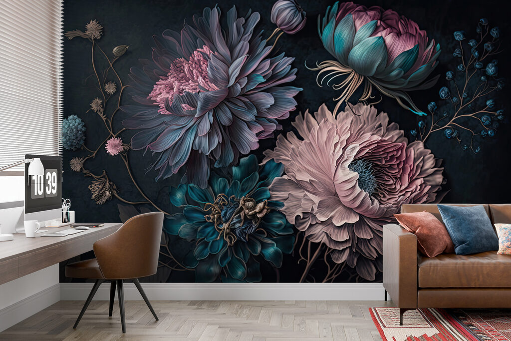 Elegant flowers on a dark background