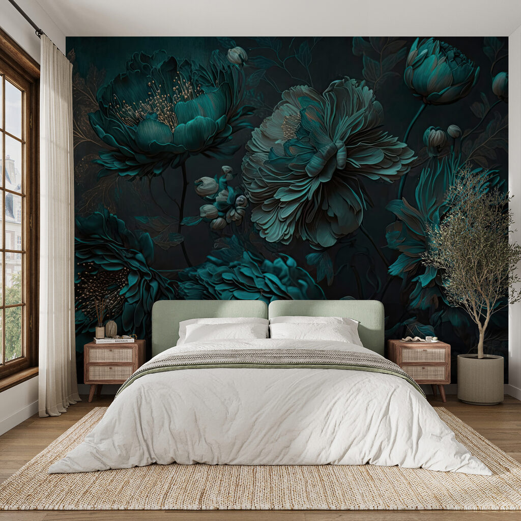 u75411pib9ms 1024x1024 - Elegant groenblauw bloemstuk op canvas
