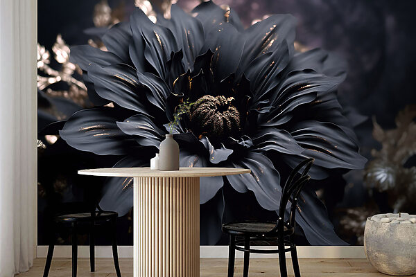 Elegant noir bloom shimmers in dark Elegant noir bloom shimmers in dark