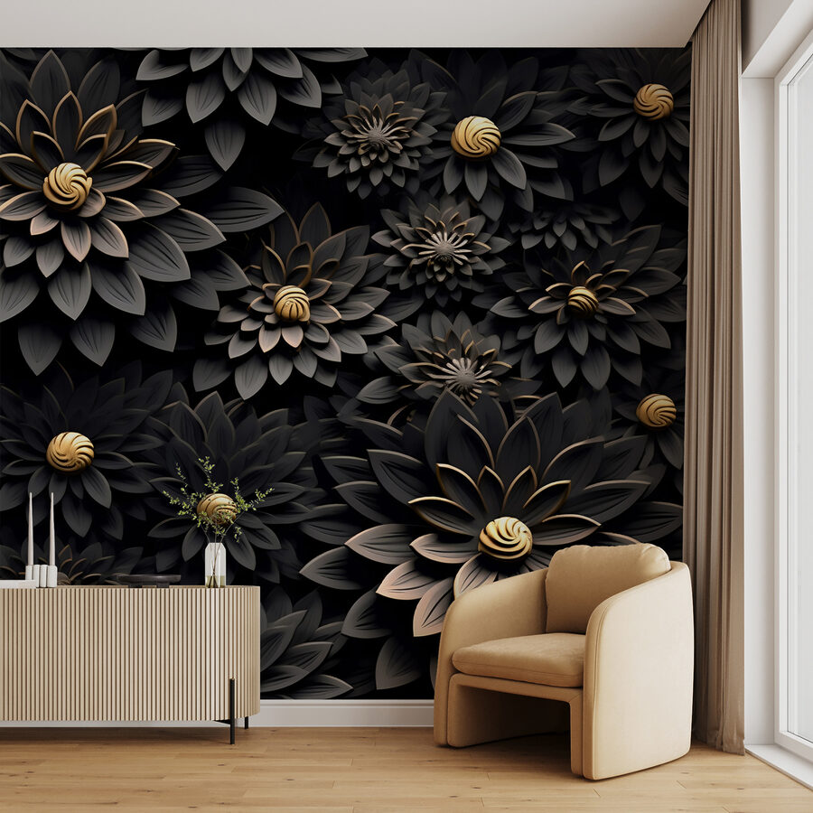 Elegante monochrome bloemen met metallic hart