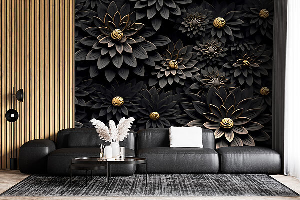 Elegante monochrome bloemen met metallic hart Elegante monochrome bloemen met metallic hart