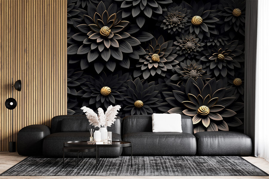 Elegante monochrome bloemen met metallic hart