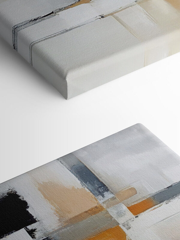 Een schilderij van een witte en zwarte abstracte kunst Een schilderij van een witte en zwarte abstracte kunst
