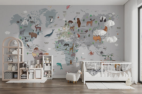 Wereldkaart met dieren Wereldkaart met dieren