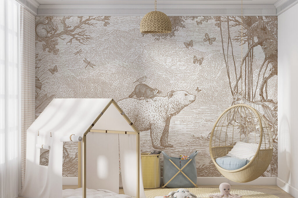 Bear and animals in a forest