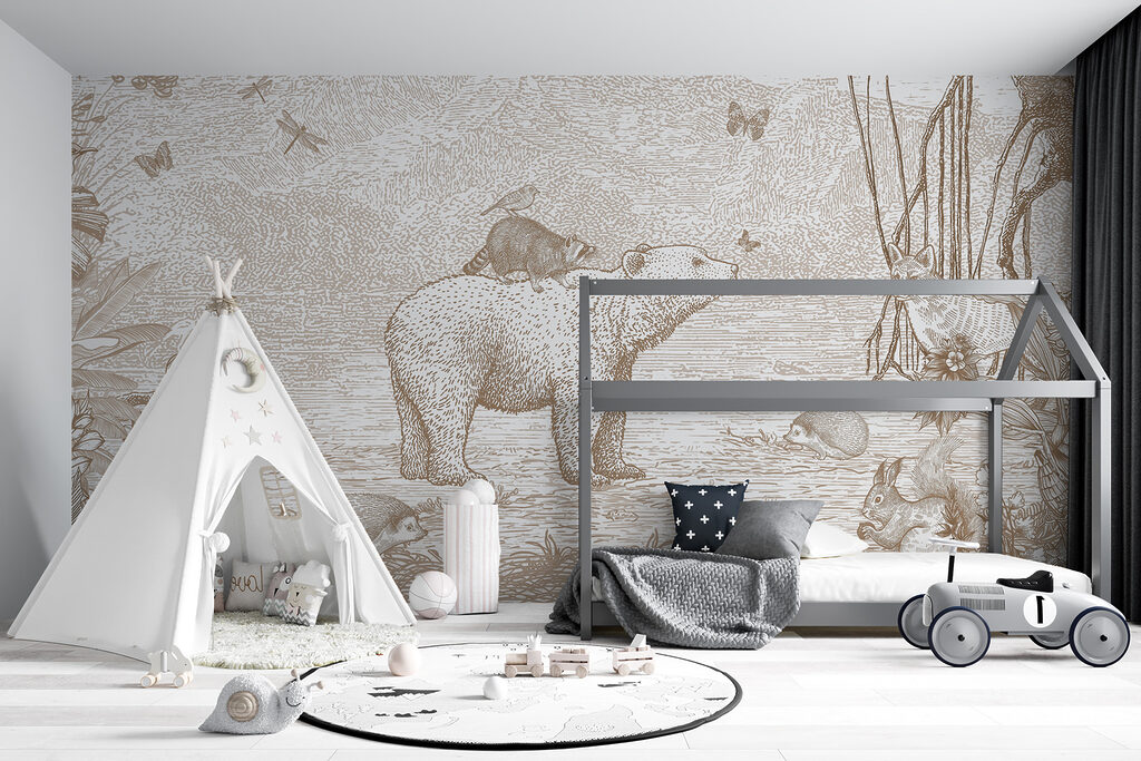 Bear and animals in a forest