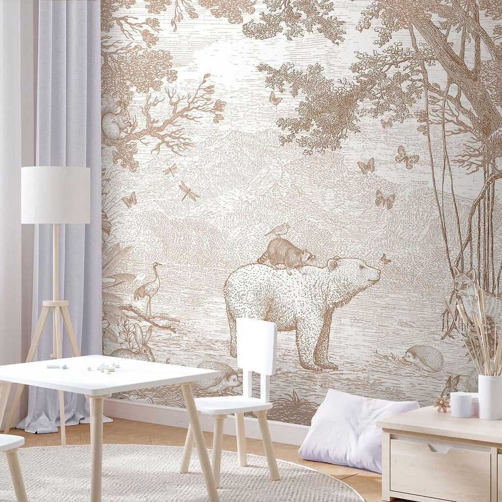 Bear and animals in a forest