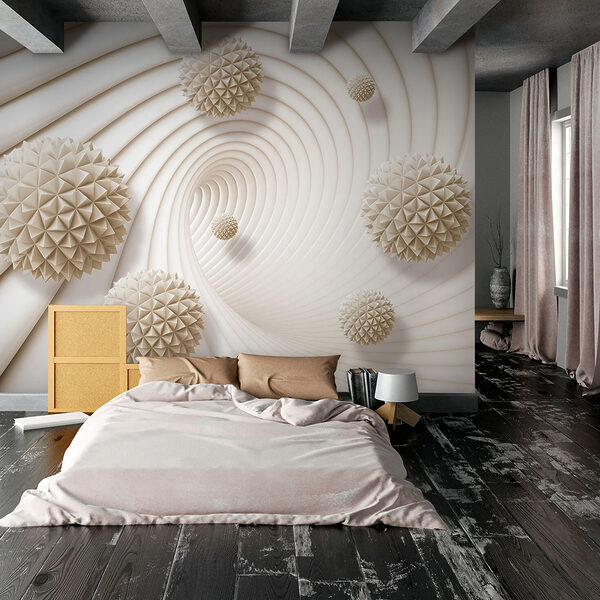 Wit zwierig patroon met witte bolletjes Wit zwierig patroon met witte bolletjes