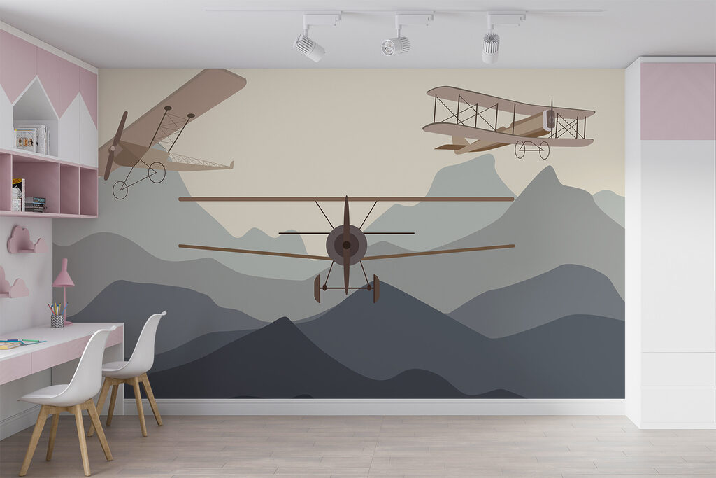 Two airplanes flying in the air Two airplanes flying in the air