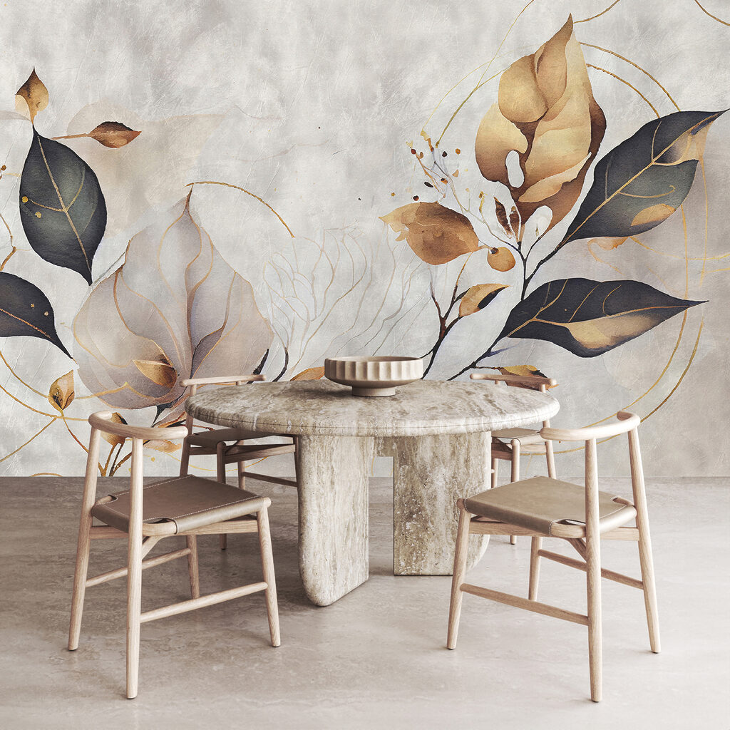 Elegant leaves dance in soft hues Elegant leaves dance in soft hues