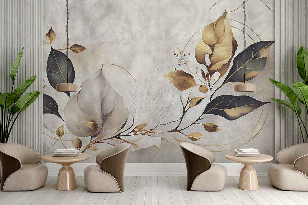 Elegant leaves dance in soft hues Elegant leaves dance in soft hues