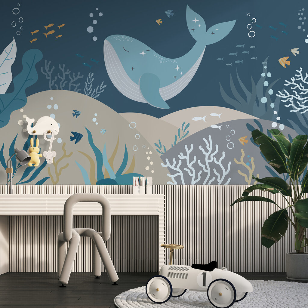 Whale swimming under water Whale swimming under water