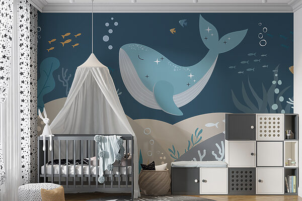 Walvis zwemmend onder water Walvis zwemmend onder water